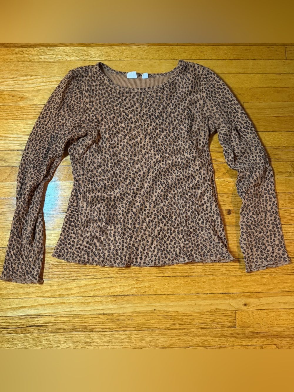 Leopard Print Waffle Shirt